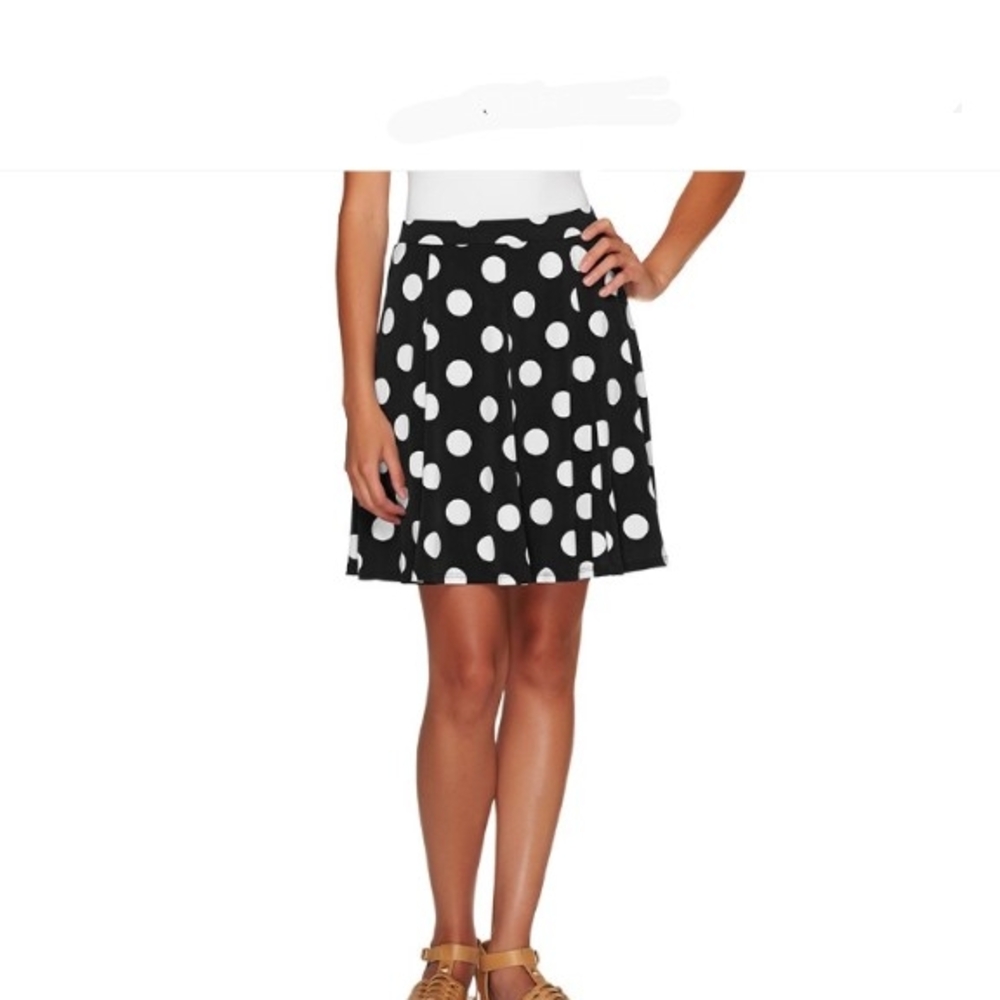 Susan Graver Black and White Polka Dot Skirt